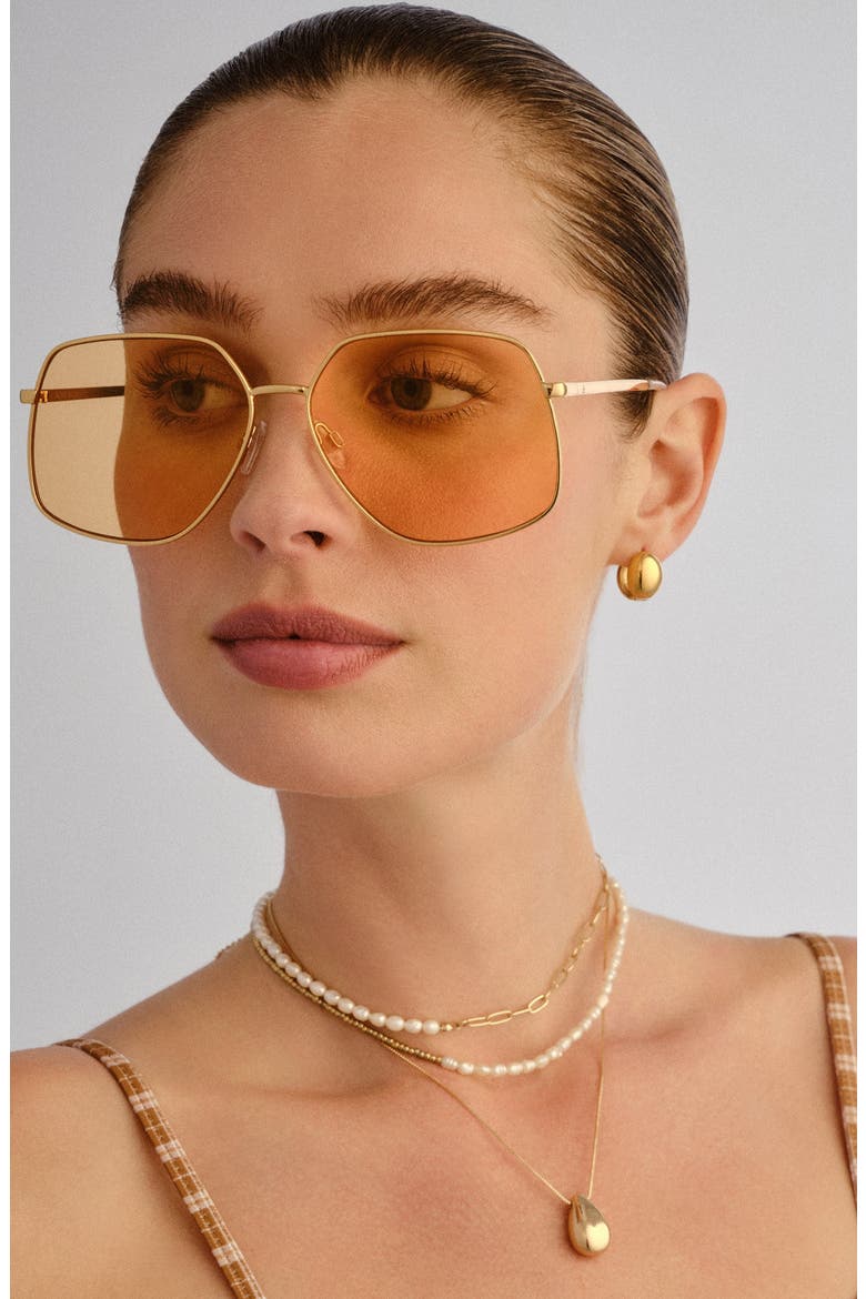 Altair 61mm Aviator Sunglasses, Alternate, color, GOLD / CLEAR / AMBER TINT