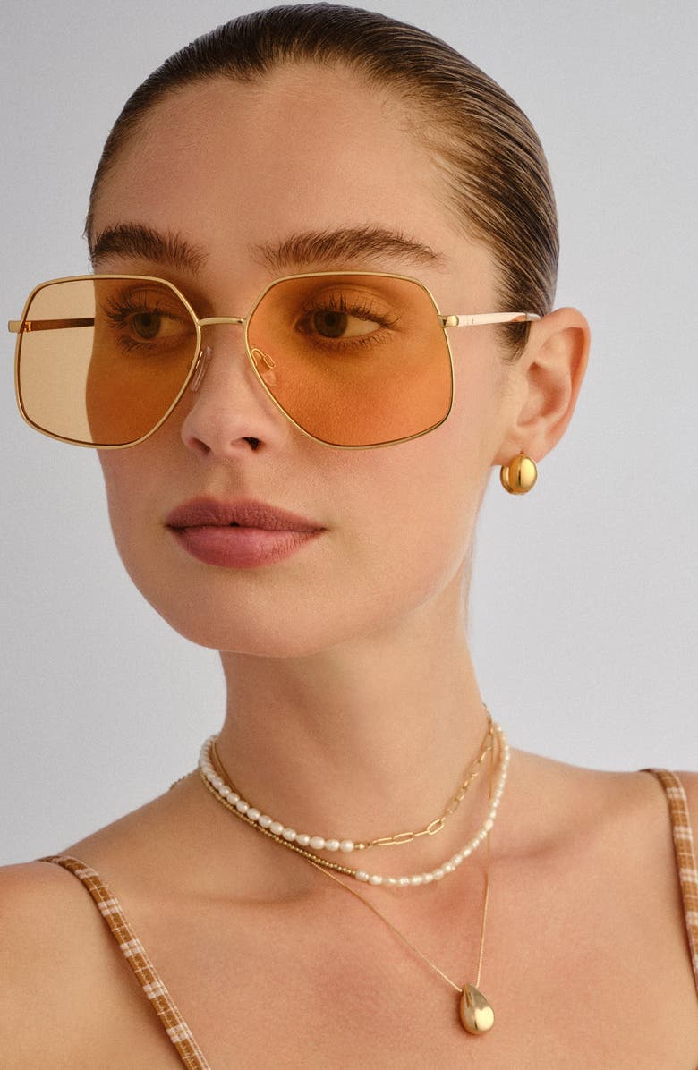 AIRE Altair 61mm Aviator Sunglasses, Alternate, color, Gold / Clear / Amber Tint