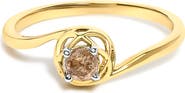 Haus of Brilliance 14K Yellow Gold Plated Sterling Silver 1/5 Ct Light Brown Diamond Bypass Solitaire Ring