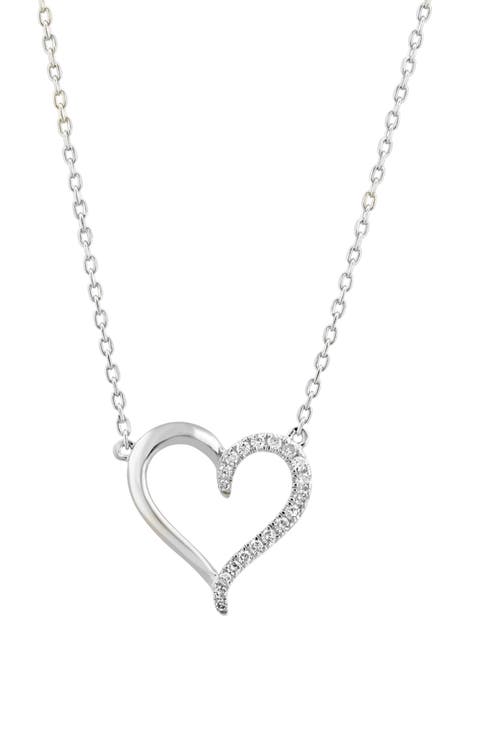 Pavé Diamond Heart Pendant Necklace