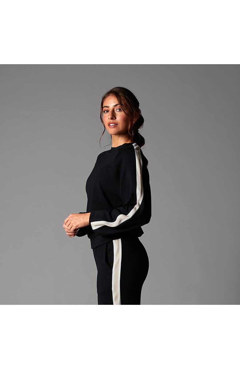 Tavi Ease Crew Stripe Sweatshirt, Alternate, color, Ebony Coconut