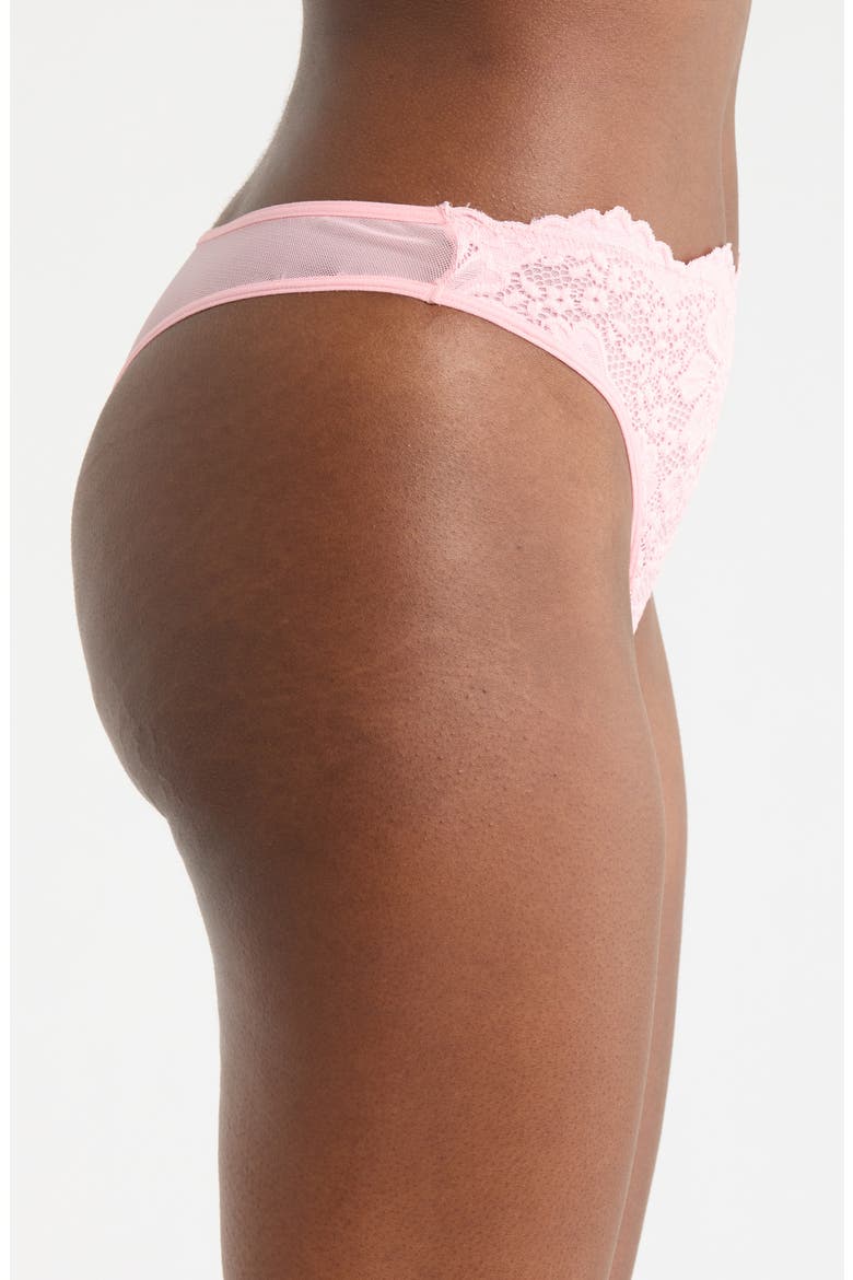 Floral Lace Thong, Alternate, color, PETAL PINK
