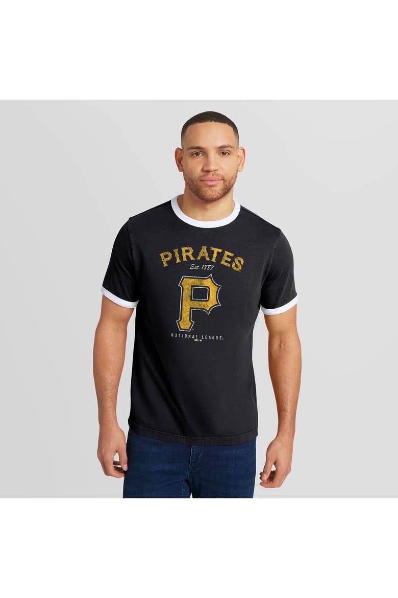 Men's Darius Rucker Collection by Fanatics  Black Pittsburgh Pirates Washed Ringer T-Shirt, Alternate, color, Black