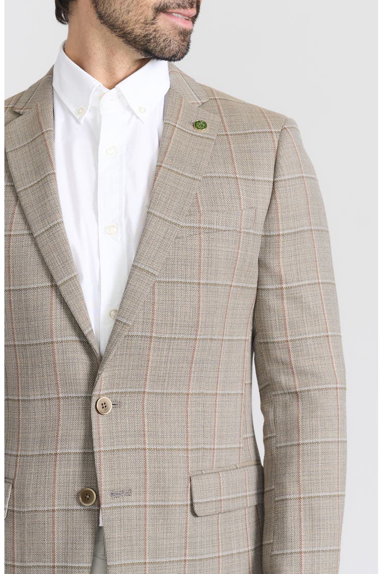 Tan Windowpane Check Wool Blend Blazer, Alternate, color, TAN
