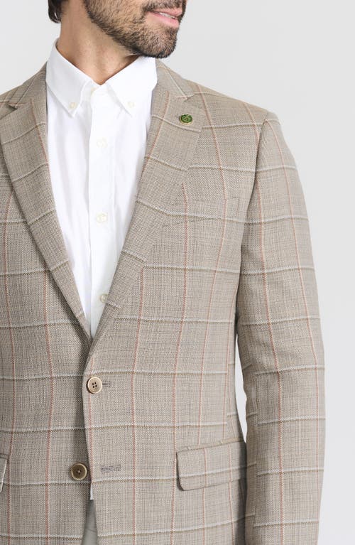 Cricketeer Tan Windowpane Check Wool Blend Blazer In Tan