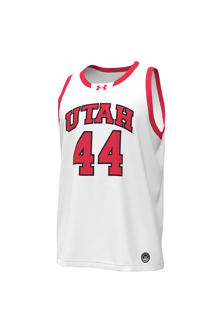 Men's Under Armour #44 White Utah Utes Replica Basketball Jersey, Alternate, color, White