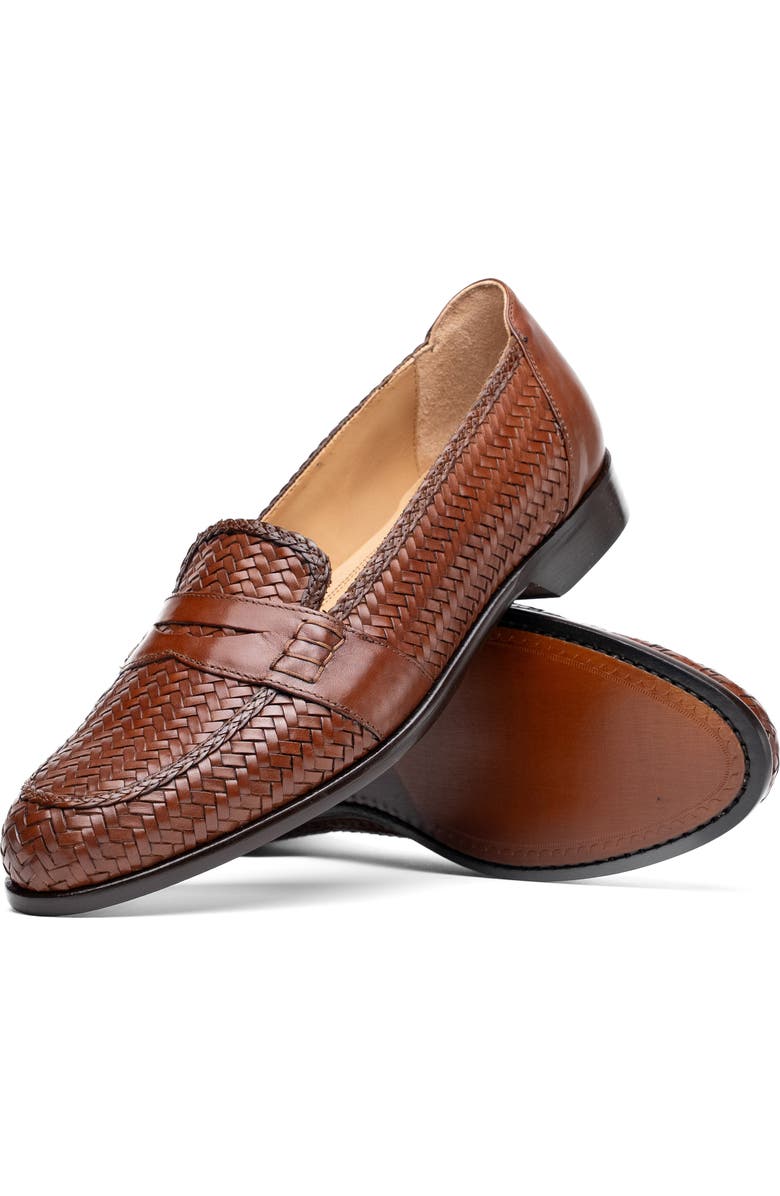 Zelli Italia Nicola Woven Penny Loafer, Alternate, color, Cognac