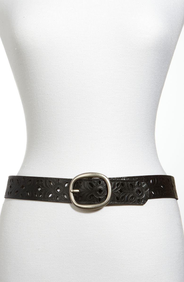 Fossil Perforated Leather Belt, Main, color, 