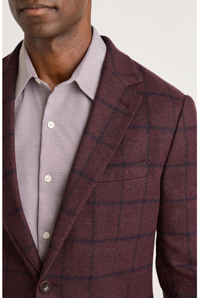 Unconstructed Italian Wool Windowpane Blazer, Alternate, color, BURGUNDY WINDOWPANE