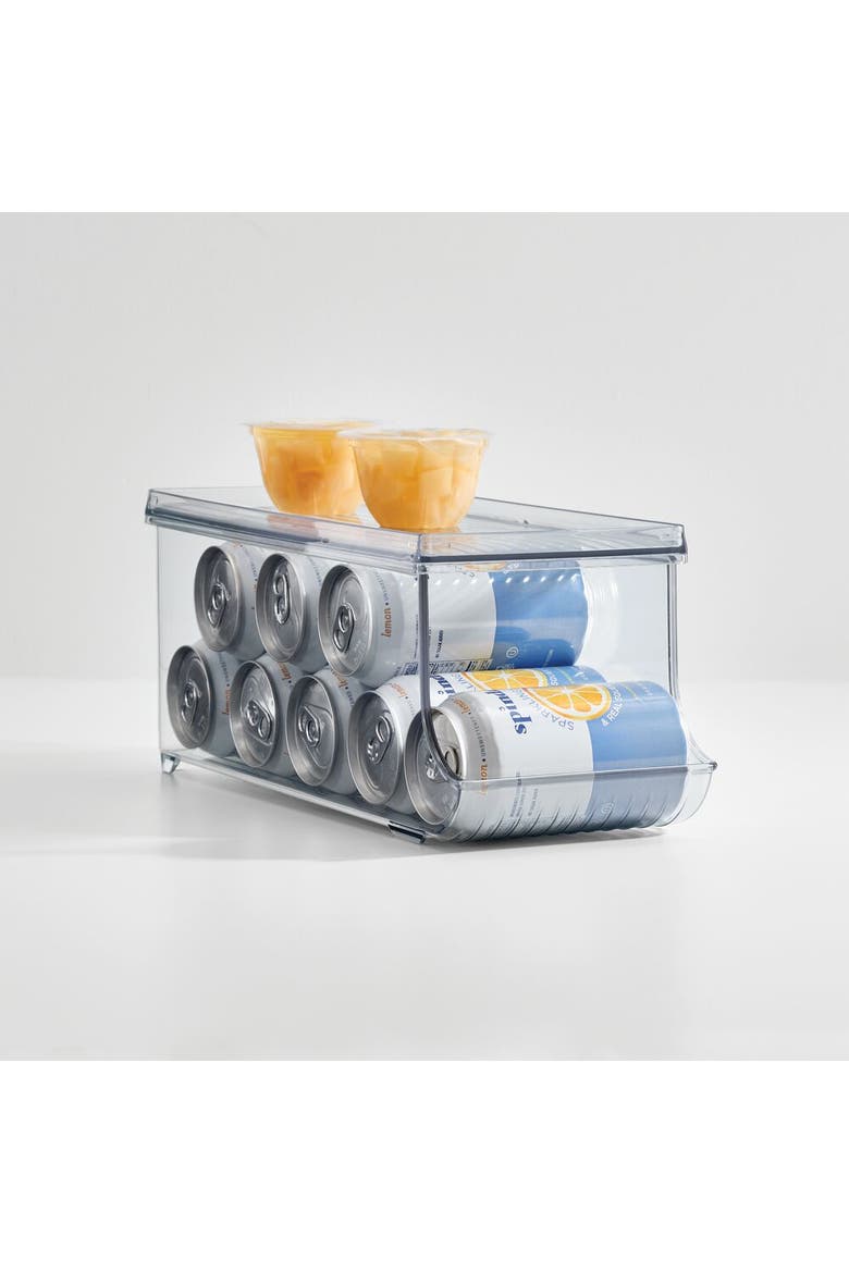 Soda Can Organizer with Lid for Pantry or Refrigerator - Set of 4 - Clear, Alternate, color, Clear