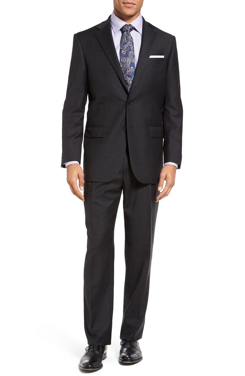 Hart Schaffner Marx Chicago Classic Fit Solid Wool Suit, Main, color, 