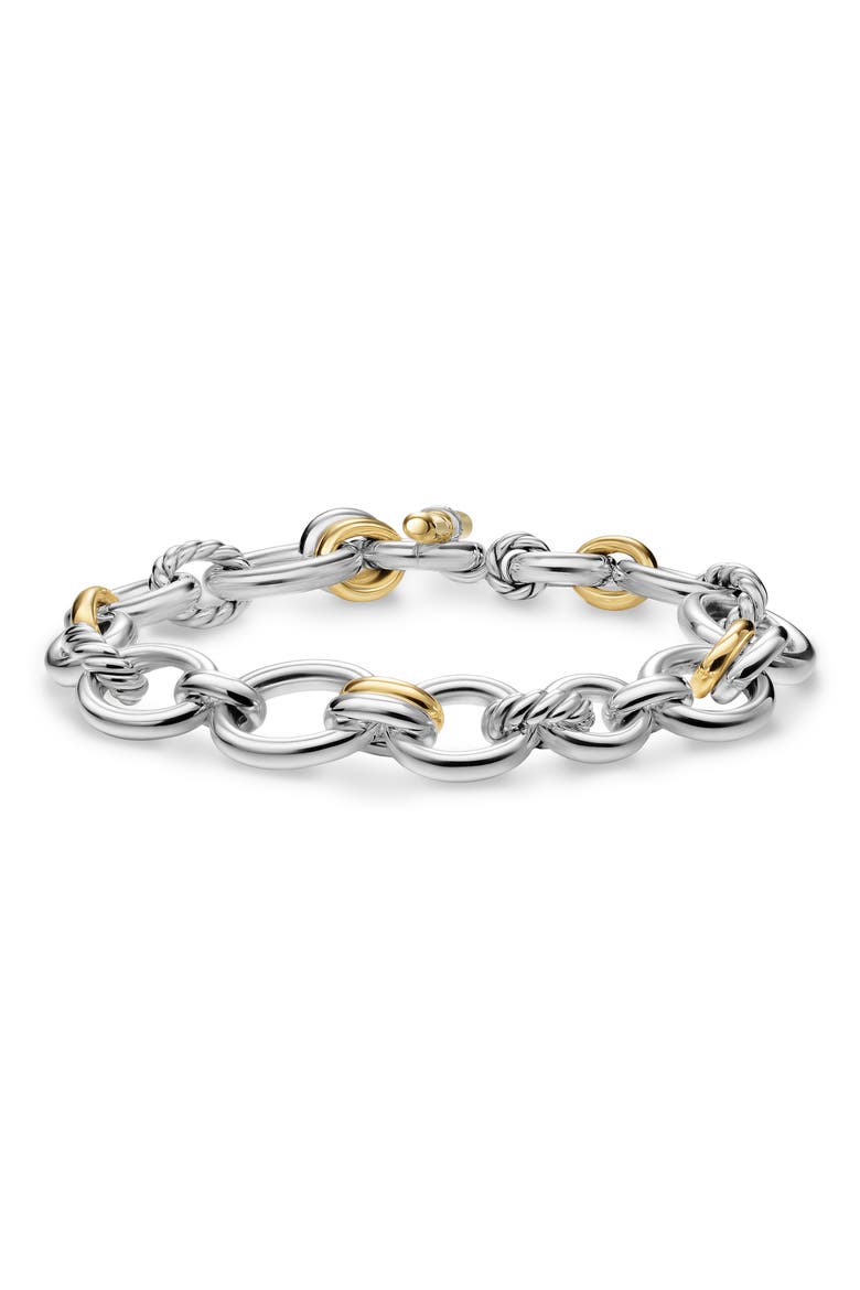 Mercer® Chain Bracelet in Sterling Silver with 18K Yellow Gold & Diamonds, 8mm, Alternate, color, DIAMOND/ TWO TONE