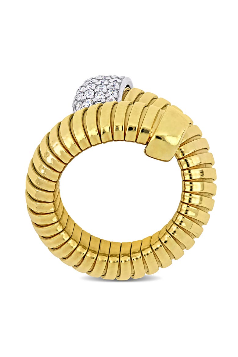 Cubic Zirconia Omega Snake Wrap Ring, Alternate, color, Yellow-Plated