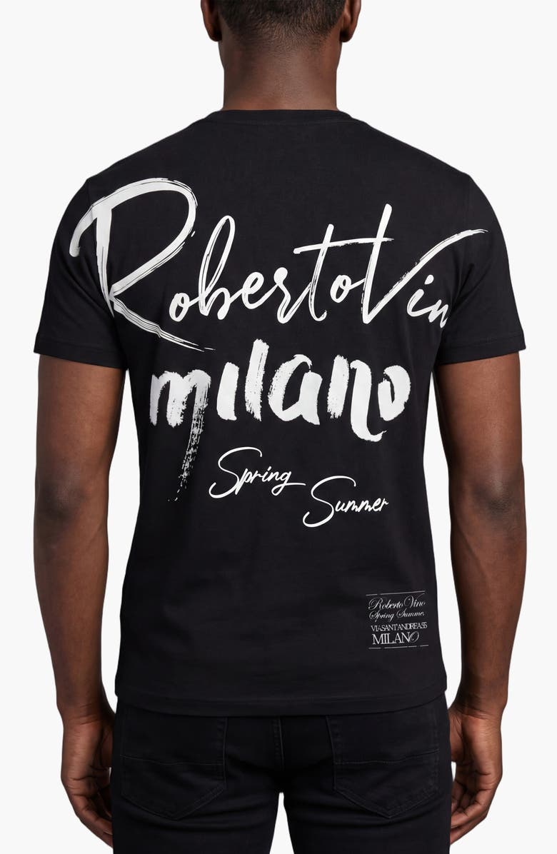 Roberto Vino Milano Writing Slim fit tee, Alternate, color, Black