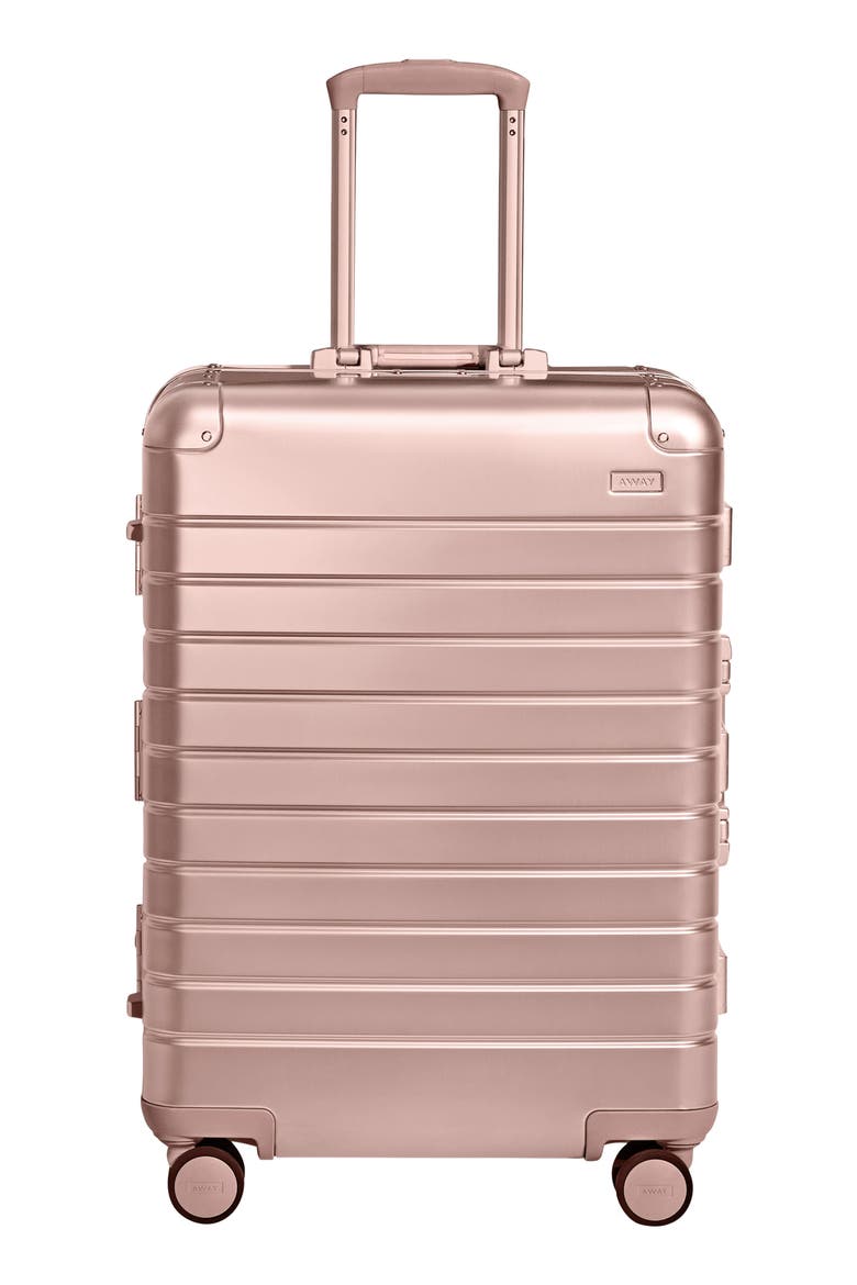 The Medium Suitcase: Aluminum Edition, Main, color, ROSE GOLD