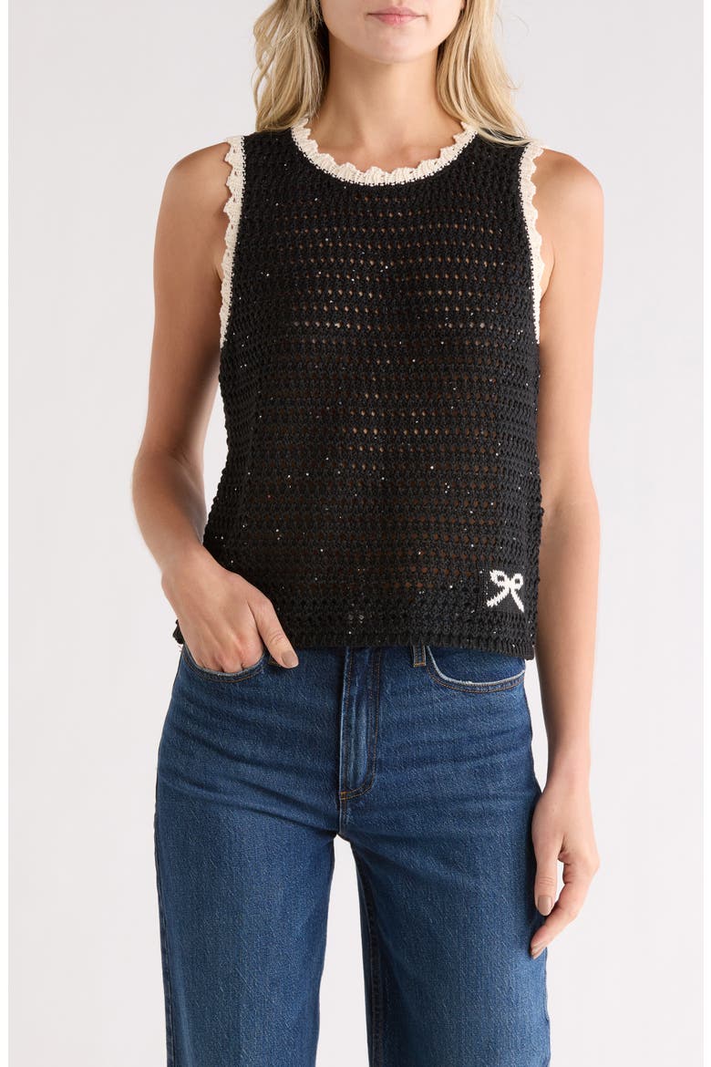 Contrast Trim Sweater Tank, Main, color, BLACK