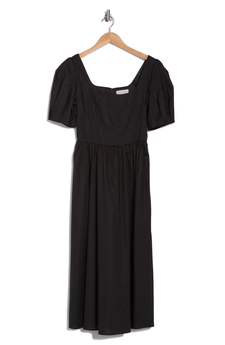 WAYF Short Sleeve Midi Dress, Alternate, color, Black