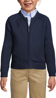Lands' End School Uniform Girls Cotton Modal Zip-front Cardigan Sweater