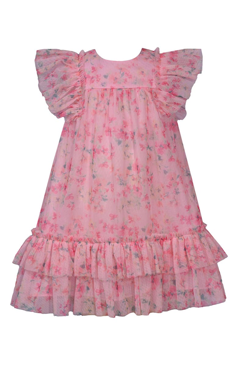 Iris & Ivy Kids' Floral Tiered Mesh Party Dress, Main, color, 