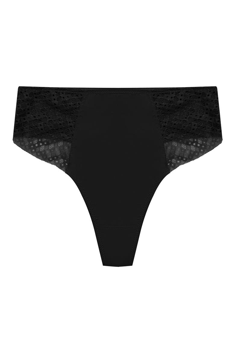 Harmony High Rise Thong, Alternate, color, BLACK