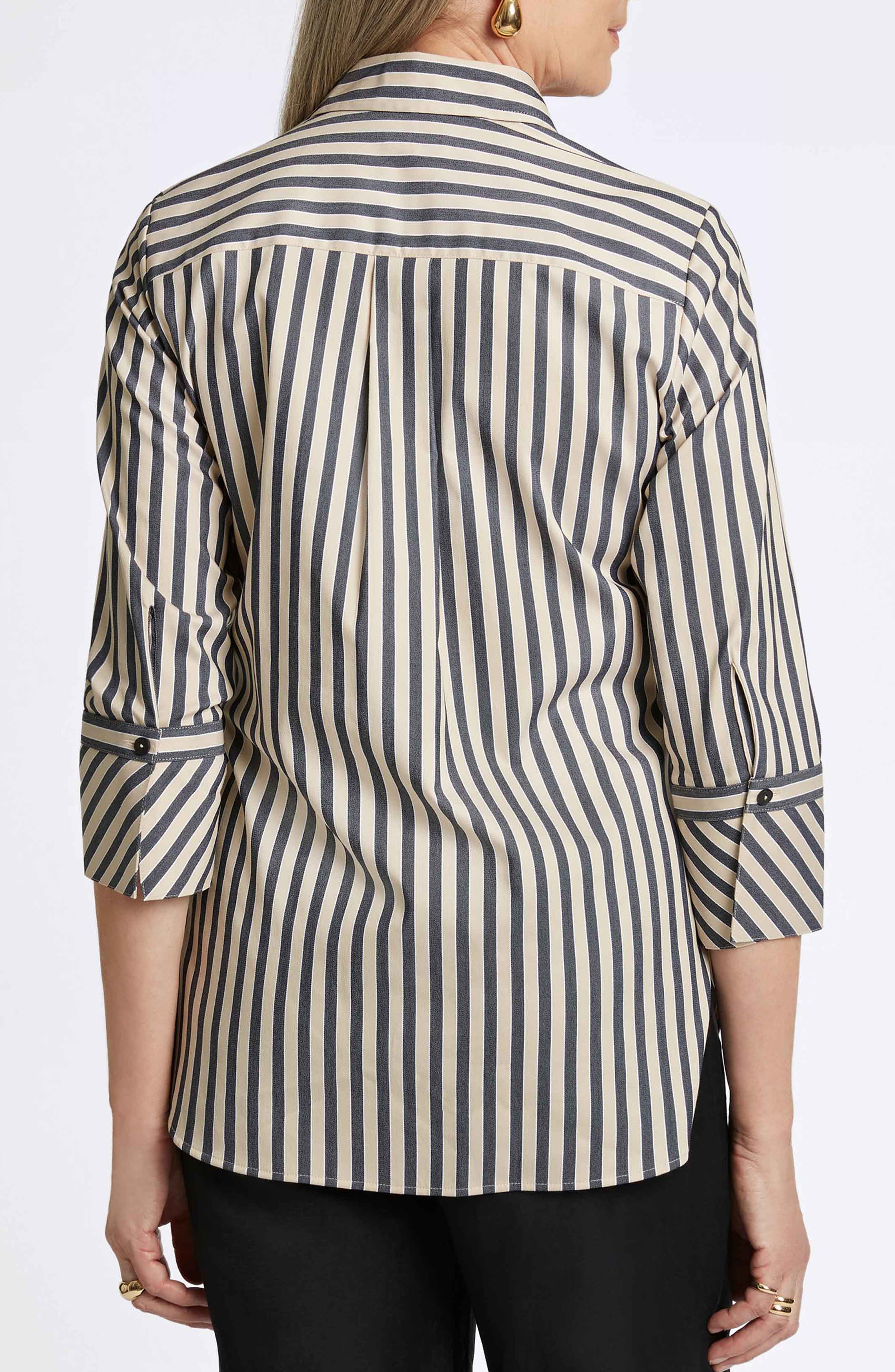 Madison Stripe Stretch Cotton Blend Top - image 2