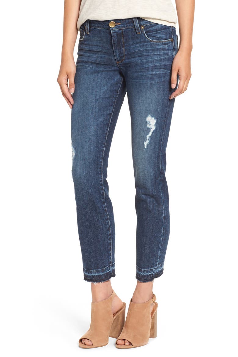 'Reese' Distressed Stretch Straight Leg Ankle Jeans, Main, color, CAPABILITY