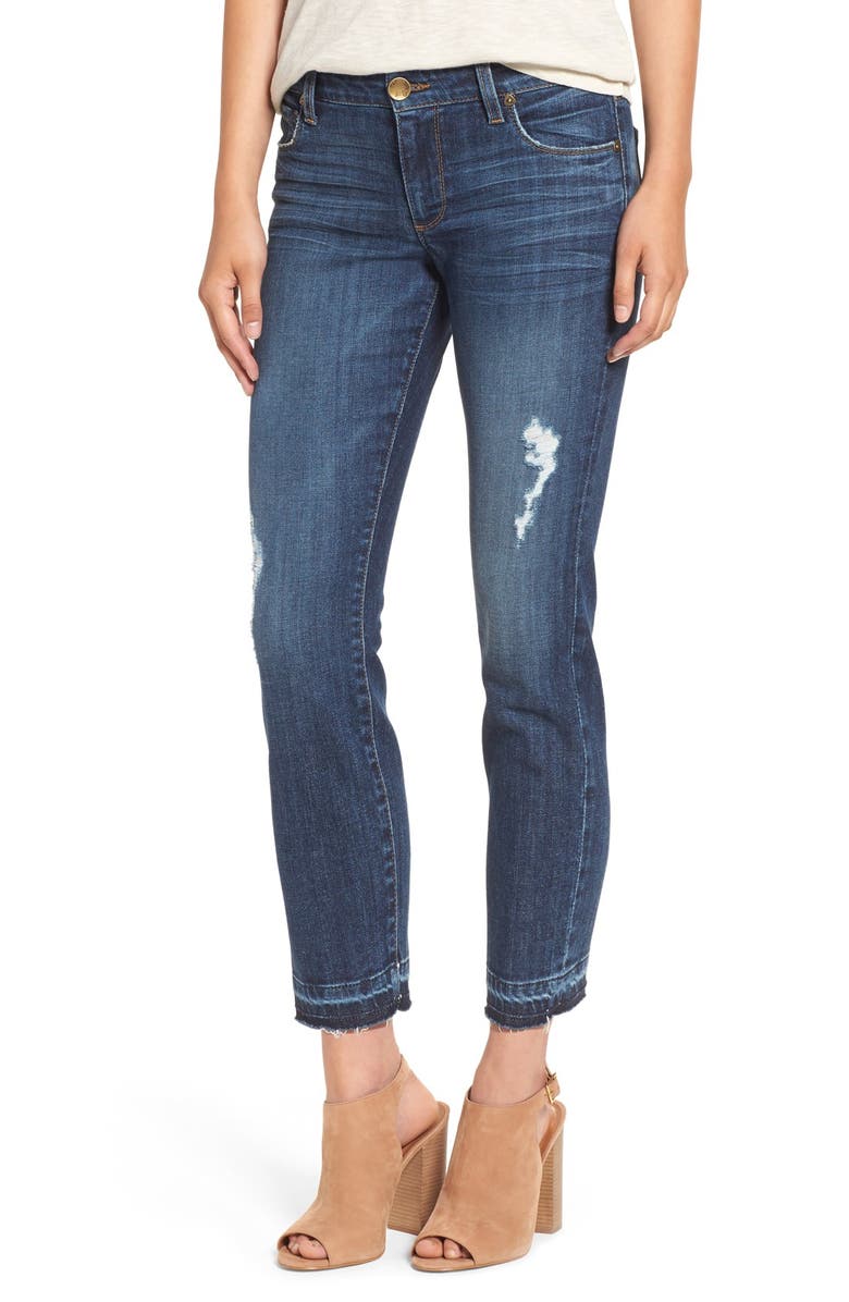 KUT from the Kloth 'Reese' Distressed Stretch Straight Leg Ankle Jeans, Main, color, 