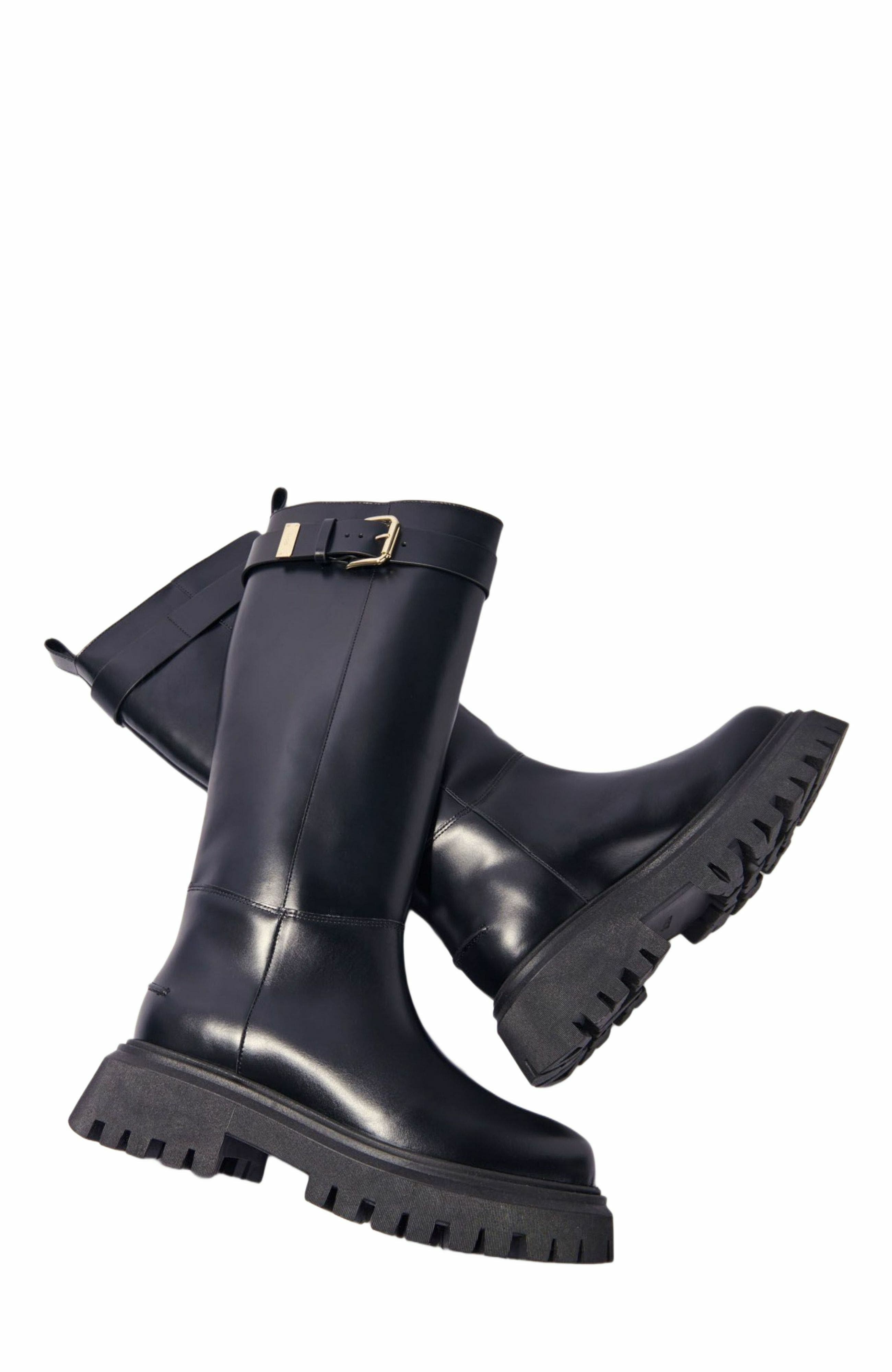 maje Buckled leather boots, Alternate, color, 