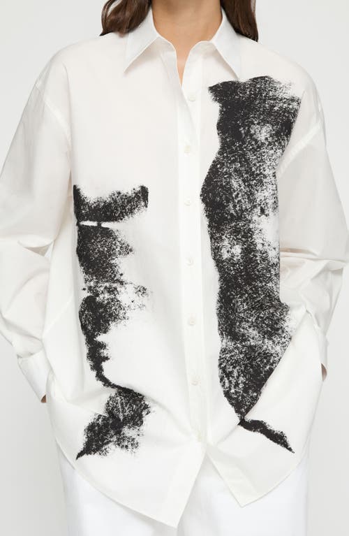 Lafayette 148 New York Oversize Boyfriend Button-up Shirt In White Multi