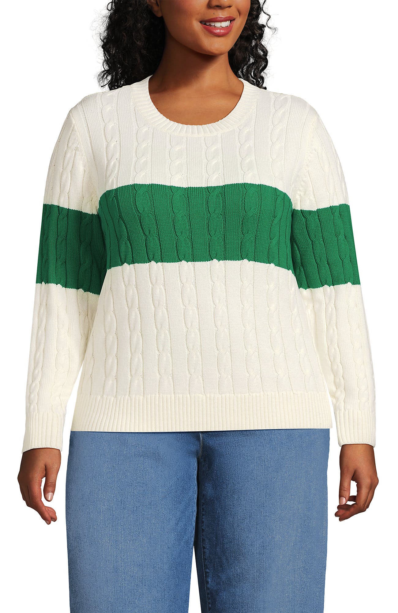Plus Size Drifter Classic Cable Crew Neck Sweater