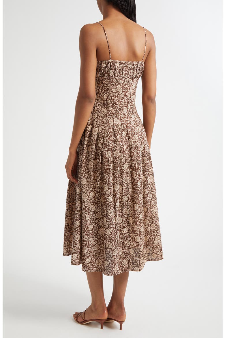 Tully Floral Pleated Cotton Midi Sundress, Alternate, color, COCOA FLORAL