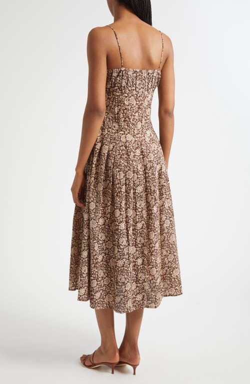 Mille Tully Floral Pleated Cotton Midi Sundress In Multi