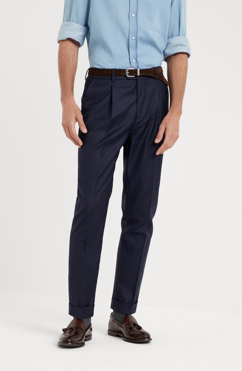 Brunello Cucinelli Prince of Wales trousers, Alternate, color, Blue