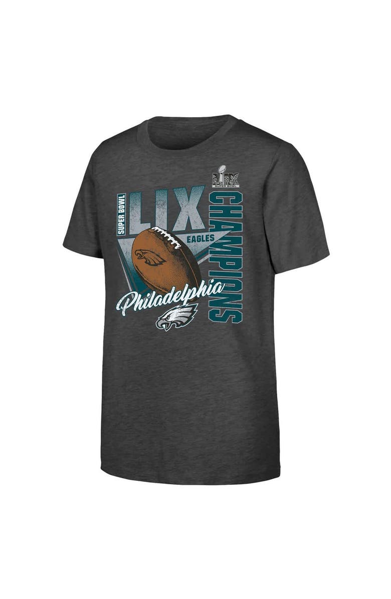 FANATICS Youth Fanatics  Heather Charcoal Philadelphia Eagles Super Bowl LIX Champions Own the Moment Tri-Blend T-Shirt, Alternate, color, 