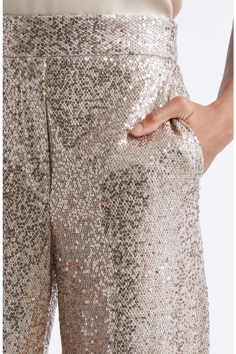 Luxe Sequin Wide Leg Pants, Alternate, color, LATTE LIGHT GREY MELANGE
