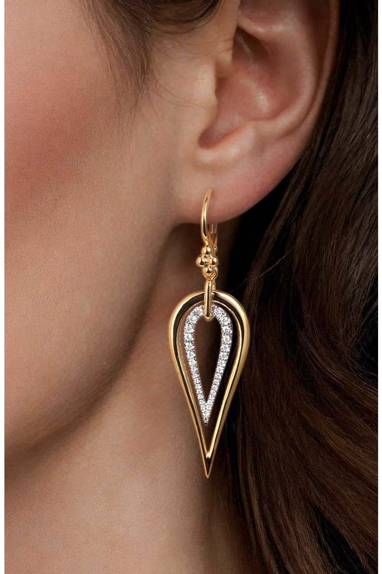 14k Gold Teardrop Diamond Drop Earrings, Alternate, color, 14K YELLOW/ WHITE GOLD