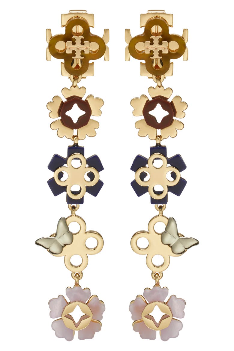 Forget Me Not Linear Earrings, Main, color, TORY GOLD / MULTI