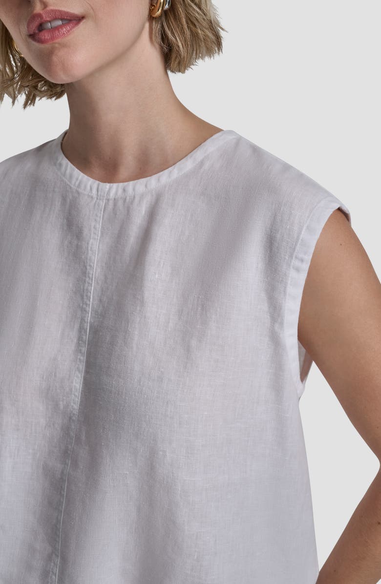 DKNY Drawstring Hem Linen Top, Alternate, color, White