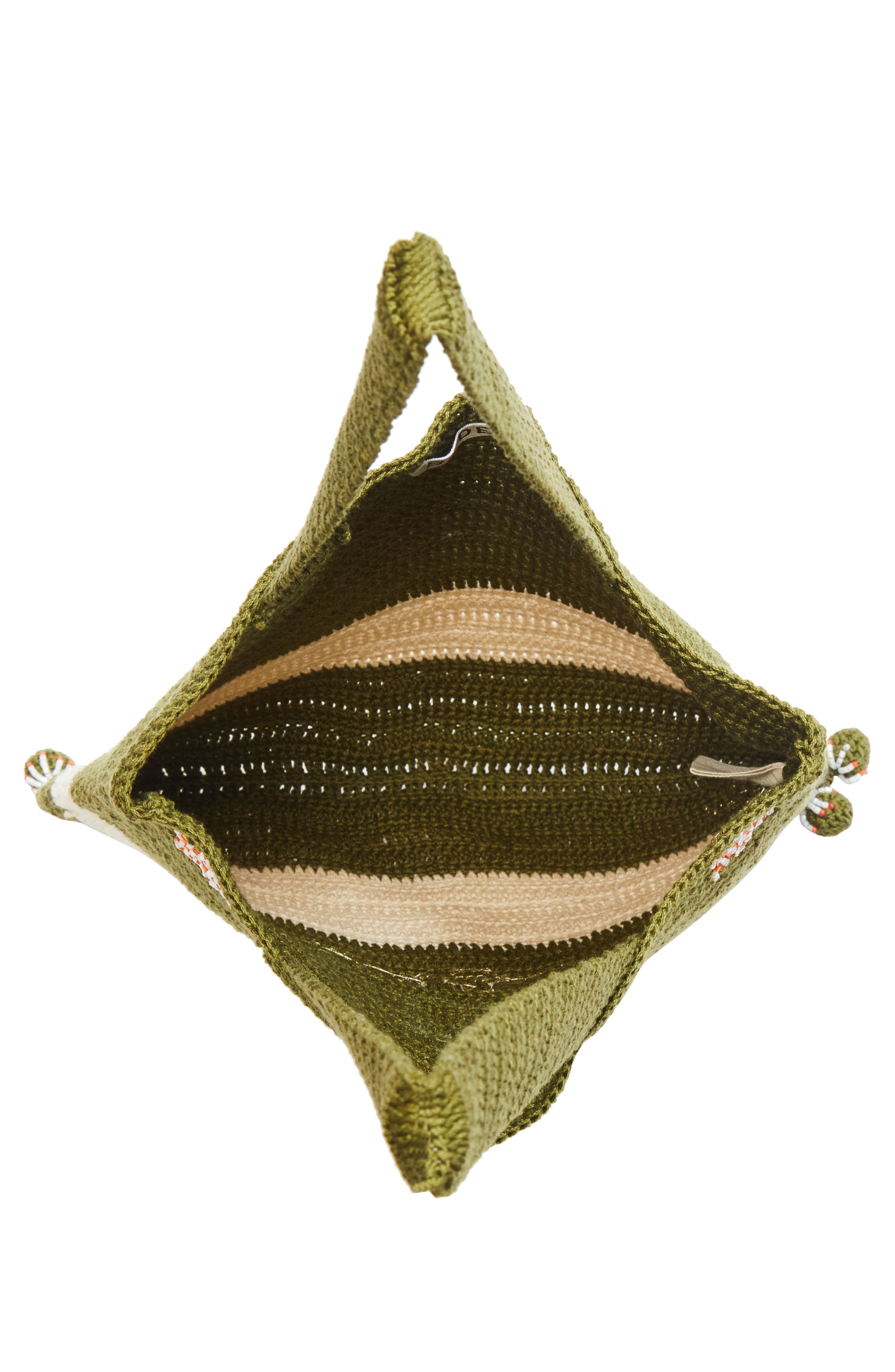Bode Marsh Beaded Crochet Tote, Alternate, color, Green Cream