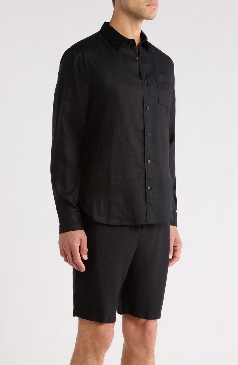 Vince Linen Button-Up Shirt, Alternate, color, Black