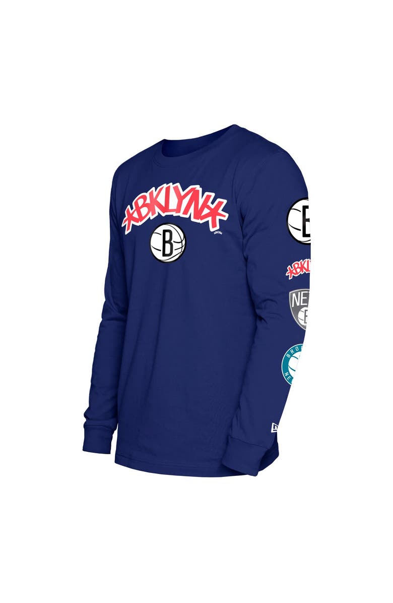 New Era Men's New Era Blue Brooklyn Nets 2023/24 City Edition Long Sleeve T-Shirt, Alternate, color, 