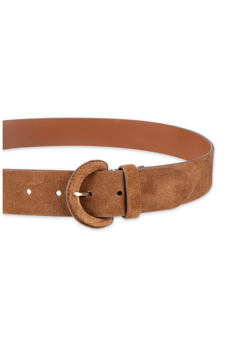 Covered Buckle Suede Belt, Alternate, color, LIGHT BROWN