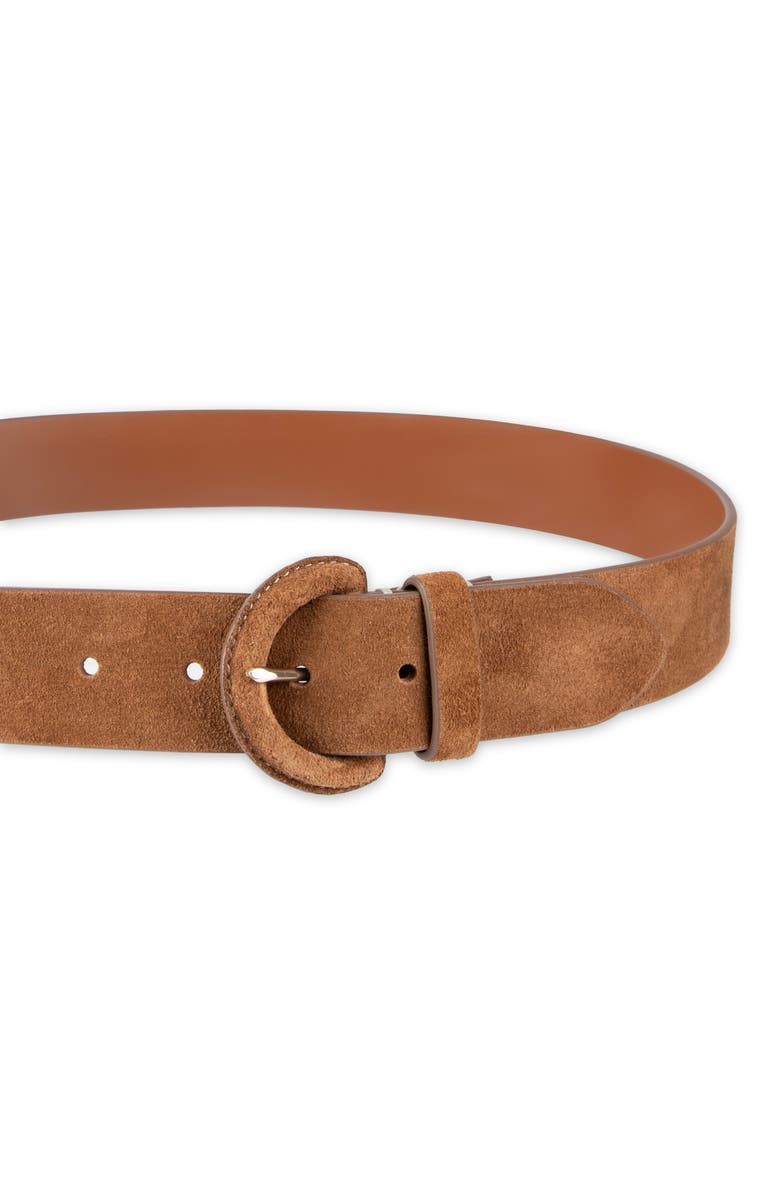 Cole Haan Covered Buckle Suede Belt, Alternate, color, Light Brown
