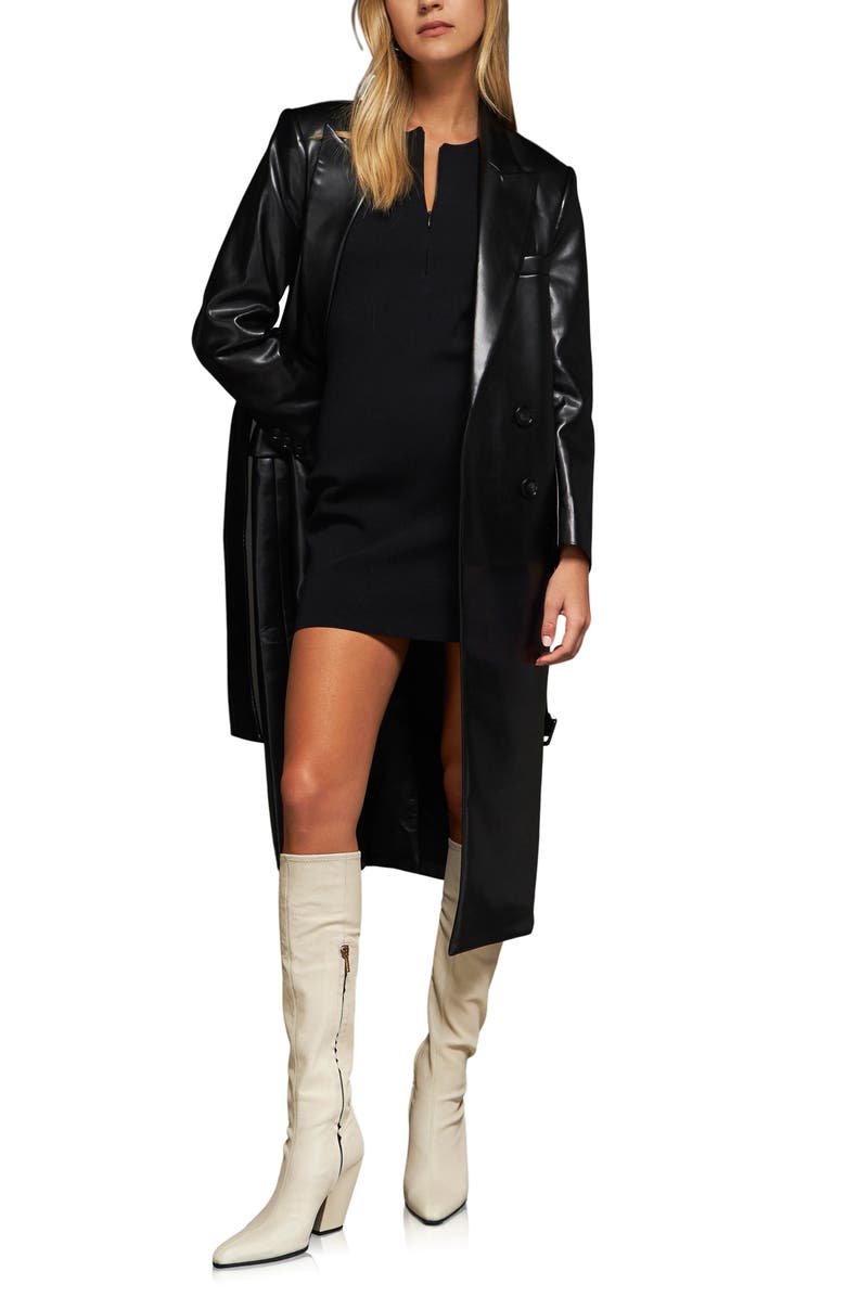 Grey Lab Long Faux Leather Trench Coat, Main, color,
