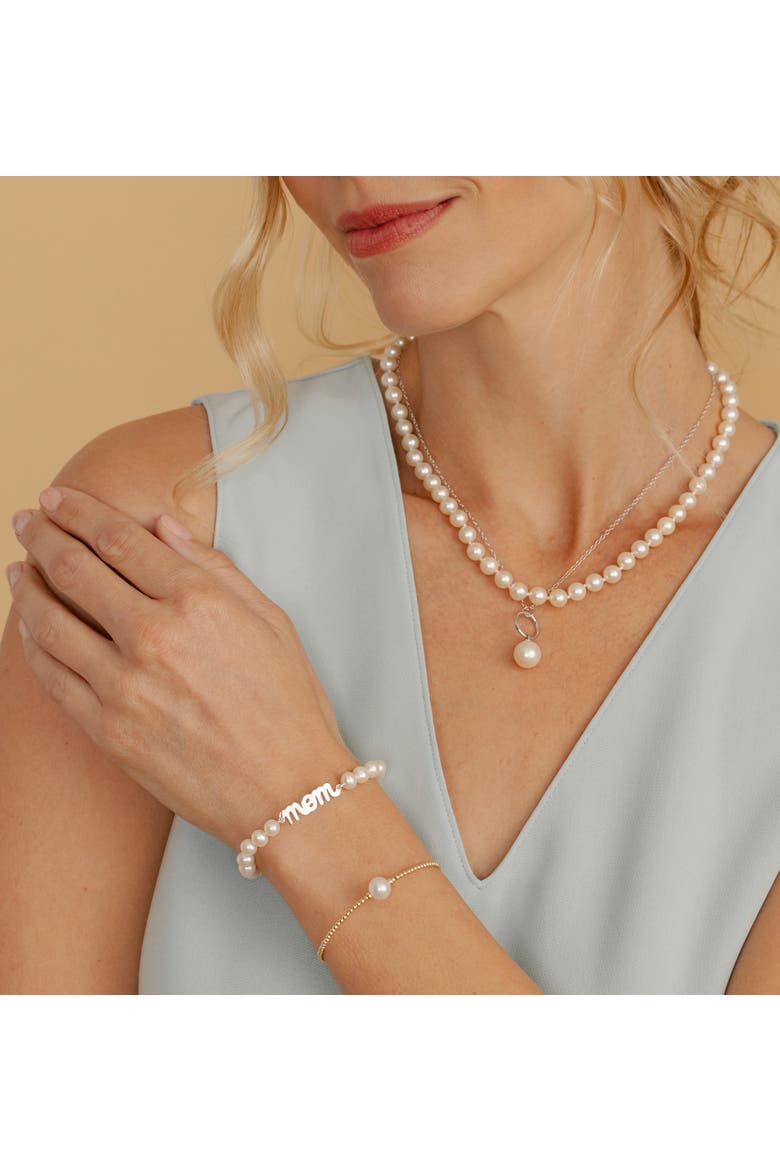6.0-6.5mm White Freshwater Cultured Pearl Mom Bracelet, Alternate, color, White Pearls