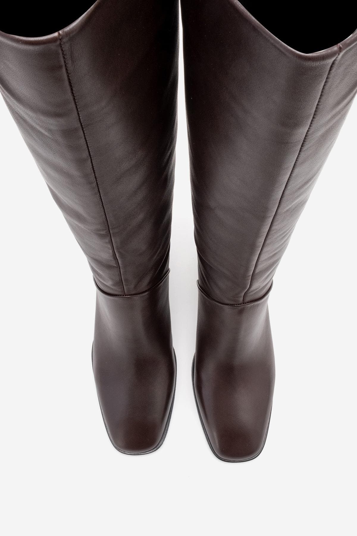 Taly Leather Block Heel Knee High Boot, Alternate, color, Brown