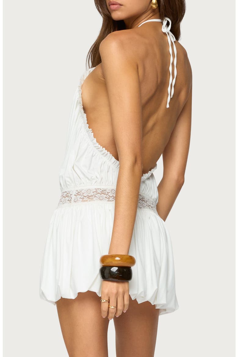 Aida Open Back Bubble Hem Minidress, Alternate, color, WHITE