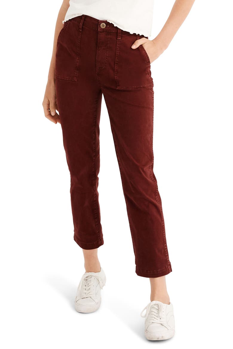 Stovepipe Fatigue Pants, Main, color, DUSTY BURGUNDY