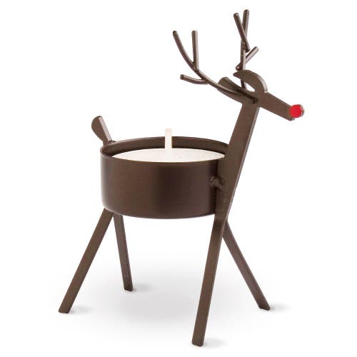 Tag Bronze Reindeer Tealight Holder For Christmas Decor In Brown