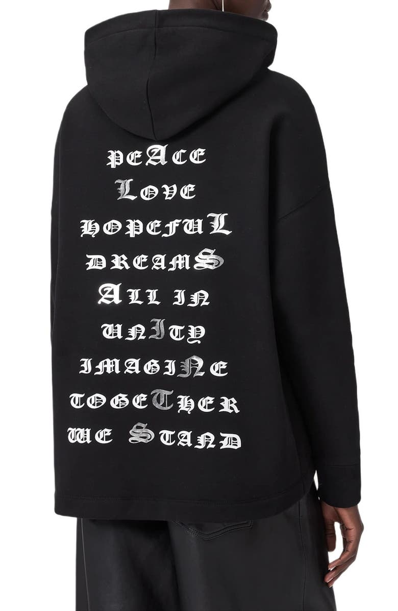 AllSaints Vision Etie Cotton Blend Hoodie, Alternate, color, Black
